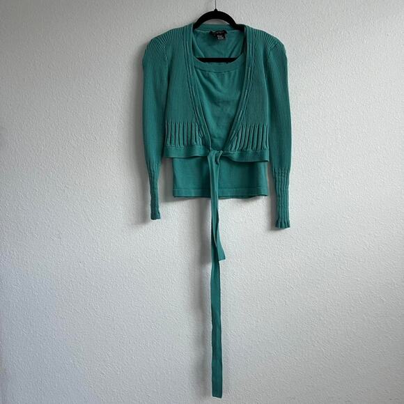 Vintage turquoise blue tie up cardigan - Picture 1 of 6
